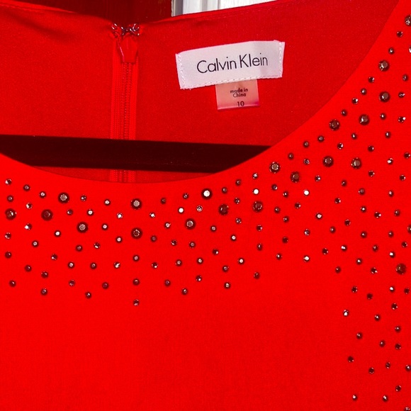 Calvin Klein Red Rhinestone Dress - Picture 2 of 3